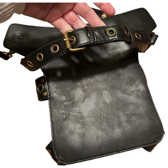 Black and Gold Studded Crossbody Bag - Picture 4 of 15